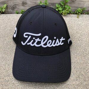 NEW ERA Titleist Pro V1 Mesh Fitted Hat Men's S/M Black Golf Embroidered Cap​​